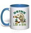 Mug with a colored handle Drink like a fish royal-blue фото