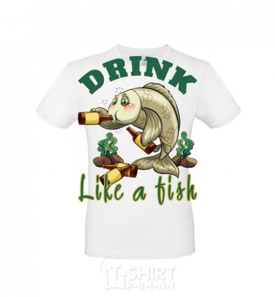 Мужская футболка Drink like a fish Белый фото