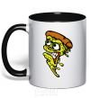 Mug with a colored handle Scary pizza black фото