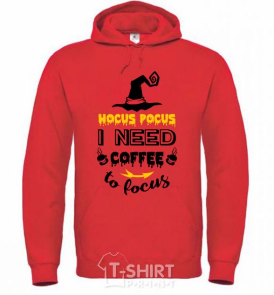 Men`s hoodie I need coffee to focus bright-red фото