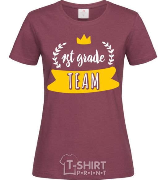 Women's T-shirt First grade team burgundy фото