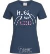 Women's T-shirt Hugs and kisses navy-blue фото