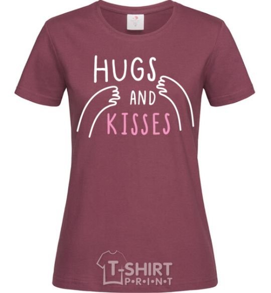 Women's T-shirt Hugs and kisses burgundy фото