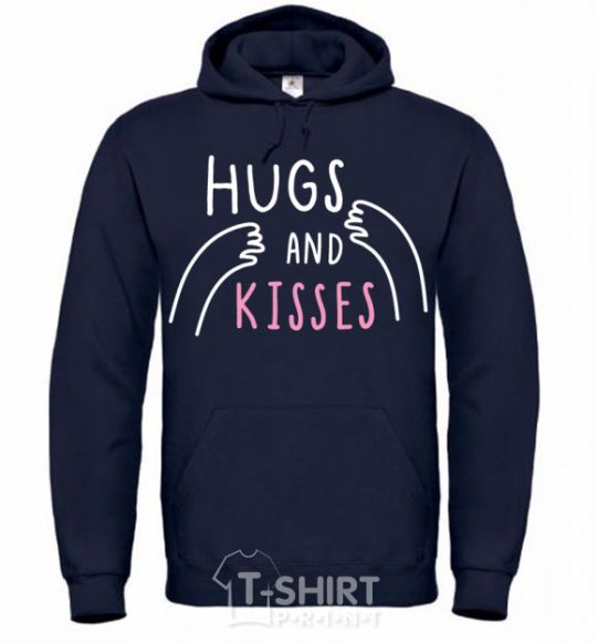 Men`s hoodie Hugs and kisses navy-blue фото