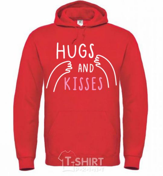 Men`s hoodie Hugs and kisses bright-red фото