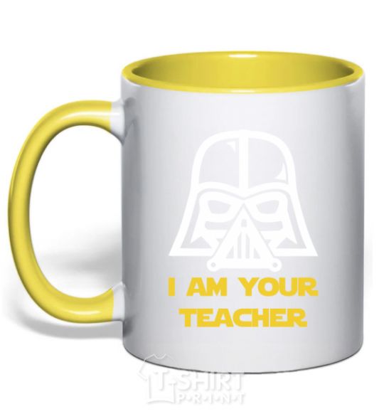 Mug with a colored handle I'm your teacher yellow фото