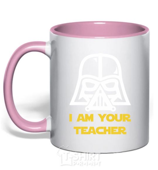 Mug with a colored handle I'm your teacher light-pink фото