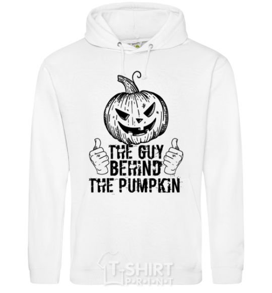 Мужская толстовка (худи) The guy behind the pumpkin Белый фото