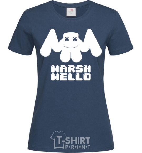 Women's T-shirt Marshmello sighn navy-blue фото