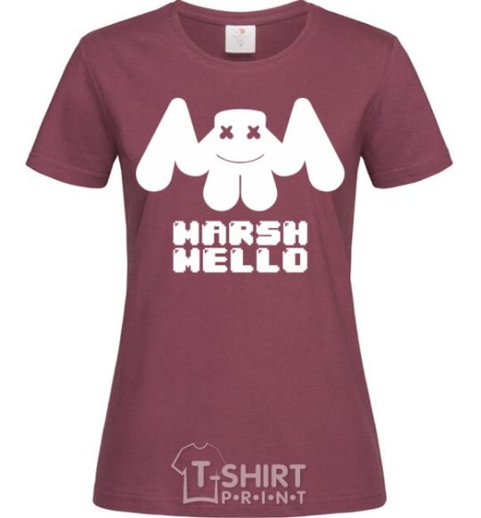 Women's T-shirt Marshmello sighn burgundy фото