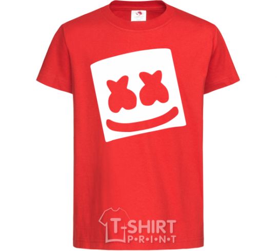 Kids T-shirt Marshmello face red фото