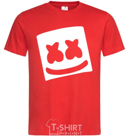 Men's T-Shirt Marshmello face red фото