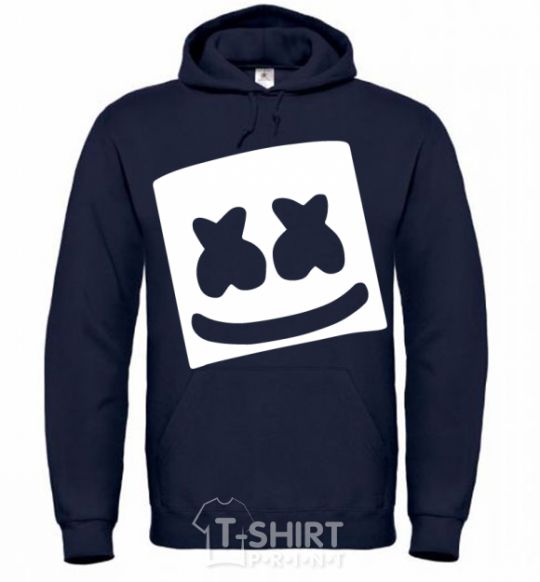 Men`s hoodie Marshmello face navy-blue фото