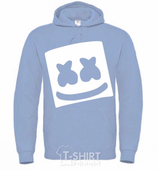 Men`s hoodie Marshmello face sky-blue фото