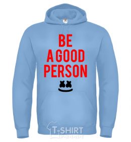 Men`s hoodie Be a good person Marshmello sky-blue фото