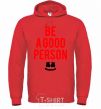 Men`s hoodie Be a good person Marshmello bright-red фото
