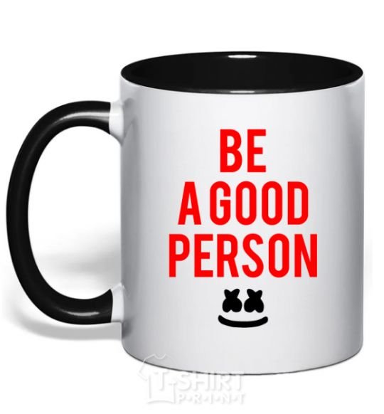 Mug with a colored handle Be a good person Marshmello black фото