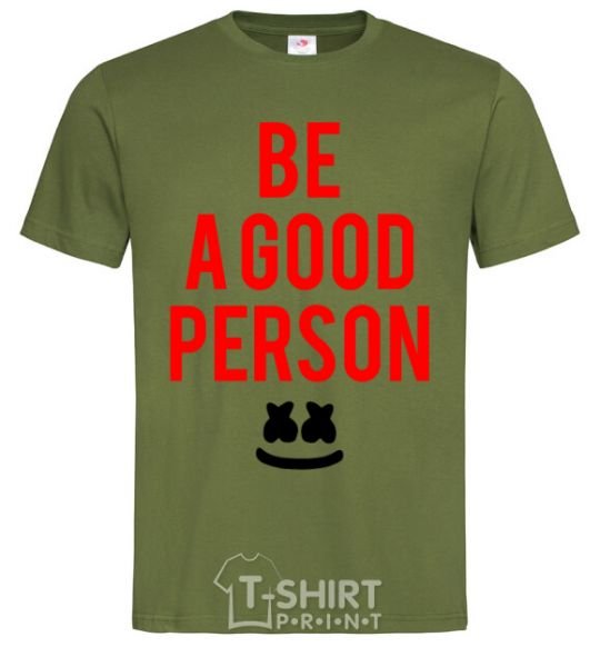 Мужская футболка Be a good person Marshmello Оливковый фото