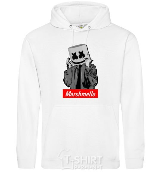 Мужская толстовка (худи) Marshmello cool Белый фото