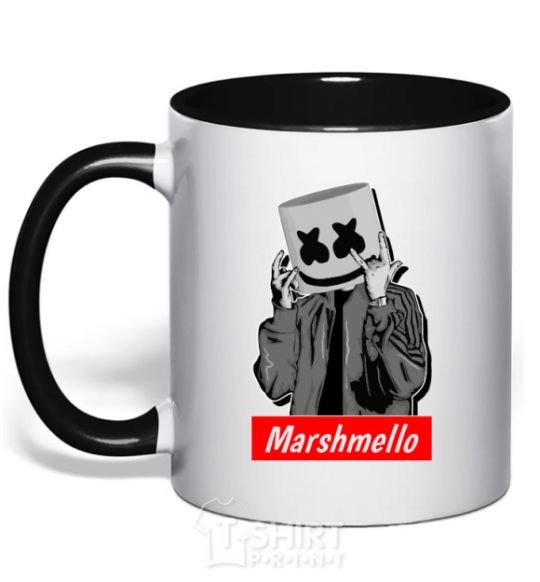 Mug with a colored handle Marshmello cool black фото