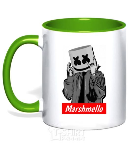 Mug with a colored handle Marshmello cool kelly-green фото