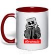 Mug with a colored handle Marshmello cool red фото
