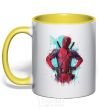 Mug with a colored handle Deadpool artwork yellow фото