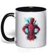 Mug with a colored handle Deadpool artwork black фото