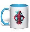 Mug with a colored handle Deadpool artwork sky-blue фото