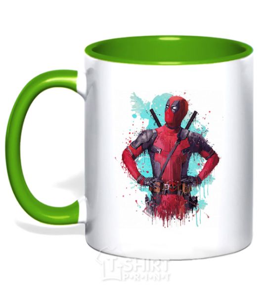Mug with a colored handle Deadpool artwork kelly-green фото
