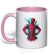 Mug with a colored handle Deadpool artwork light-pink фото