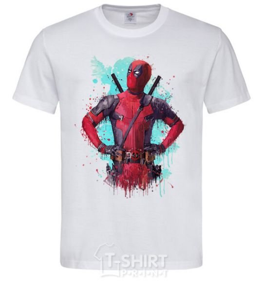 Men's T-Shirt Deadpool artwork White фото