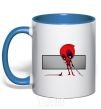 Mug with a colored handle Deadpool hand royal-blue фото