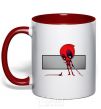 Mug with a colored handle Deadpool hand red фото