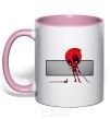 Mug with a colored handle Deadpool hand light-pink фото