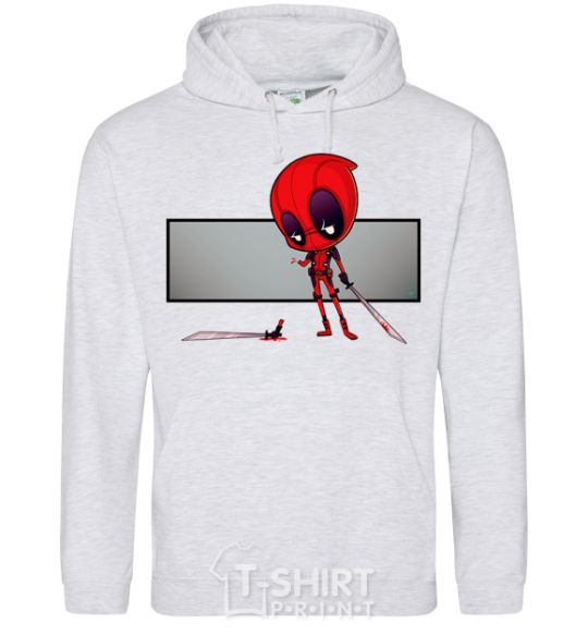 Men`s hoodie Deadpool hand sport-grey фото