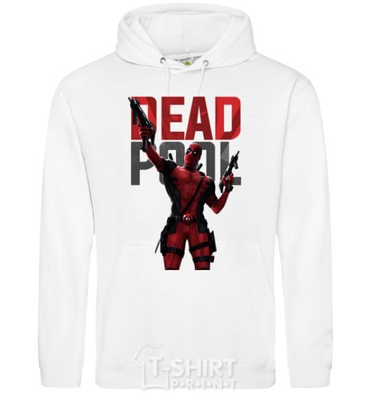 Men`s hoodie Deadpool and guns White фото
