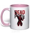 Mug with a colored handle Deadpool and guns light-pink фото