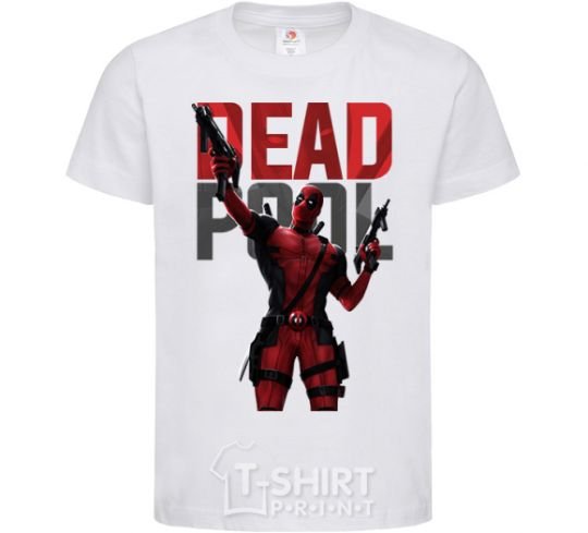 Kids T-shirt Deadpool and guns White фото