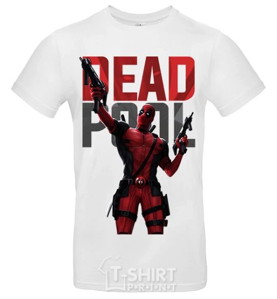 Men's T-Shirt Deadpool and guns White фото