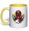 Mug with a colored handle Cool Deadpool yellow фото