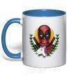 Mug with a colored handle Cool Deadpool royal-blue фото