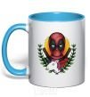 Mug with a colored handle Cool Deadpool sky-blue фото