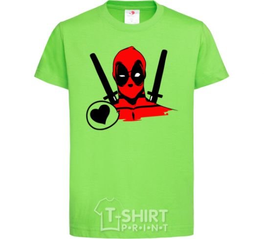 Kids T-shirt Deadpool's love orchid-green фото