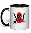 Mug with a colored handle Deadpool's love black фото
