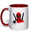 Mug with a colored handle Deadpool's love red фото
