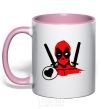 Mug with a colored handle Deadpool's love light-pink фото