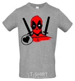 Men's T-Shirt Deadpool's love grey фото