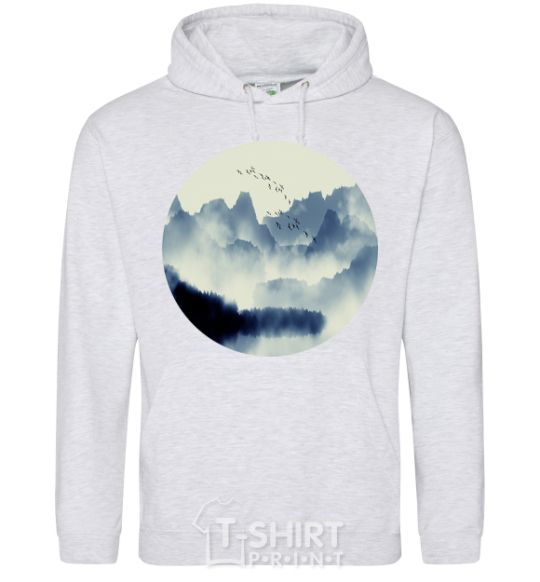 Men`s hoodie Beautiful view sport-grey фото