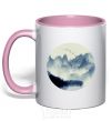 Mug with a colored handle Beautiful view light-pink фото